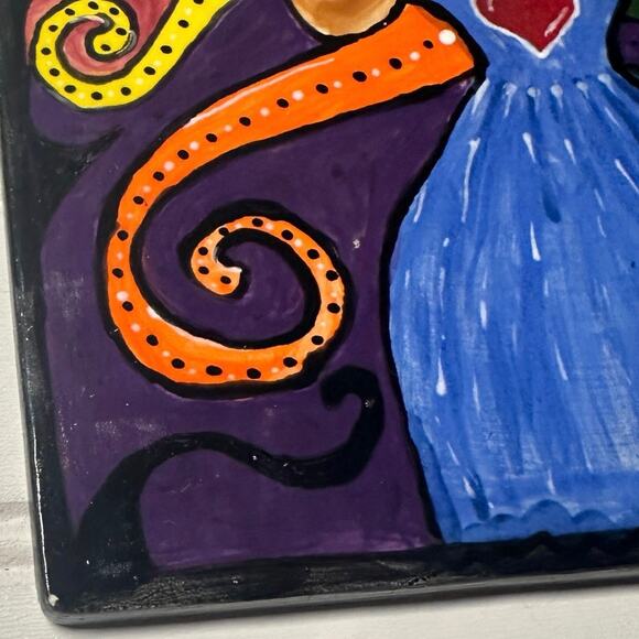Ceramic Tile Art. Hand Painted Signed By Artist. Folk Art. Whimsical. *Read - Picture 4 of 7